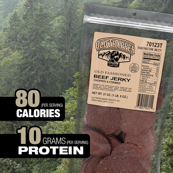 Old Trapper Double Eagle Beef Jerky, 21 Ounce Package, 10 Grams of Protein and 80 Calories per Serving