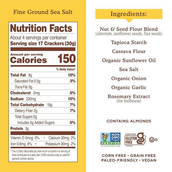 Simple Mills Almond Flour Crackers, Family Size, Fine Ground Sea Salt - Gluten Free, Vegan, Healthy Snacks, 7 Ounce (Pack of 2)