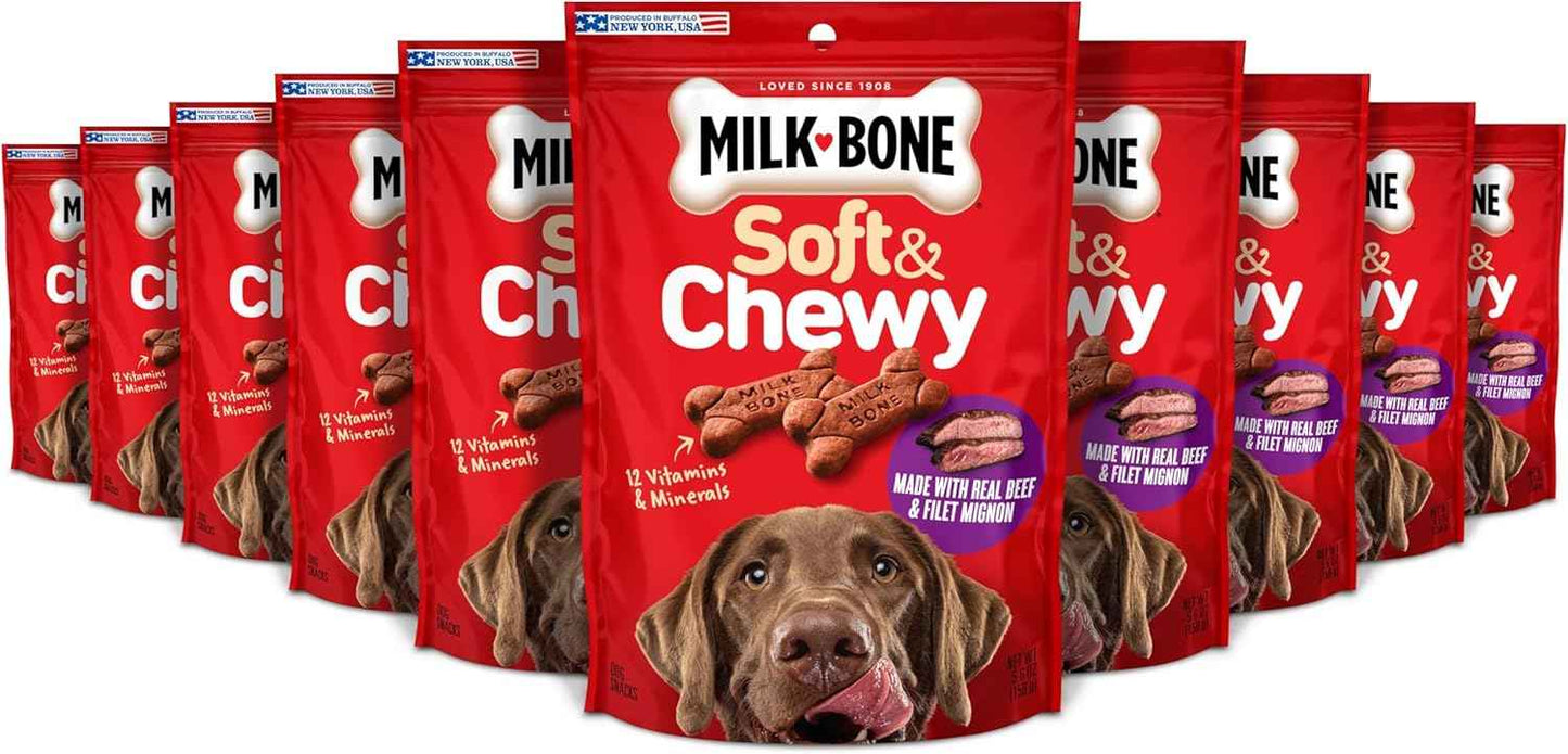 Milk-Bone Soft & Chewy Dog Treats, Beef & Filet Mignon Recipe, 25 Ounce