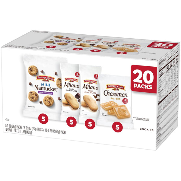 Pepperidge Farm Cookies Variety Pack, 20 Snack Packs, Assorted Flavors