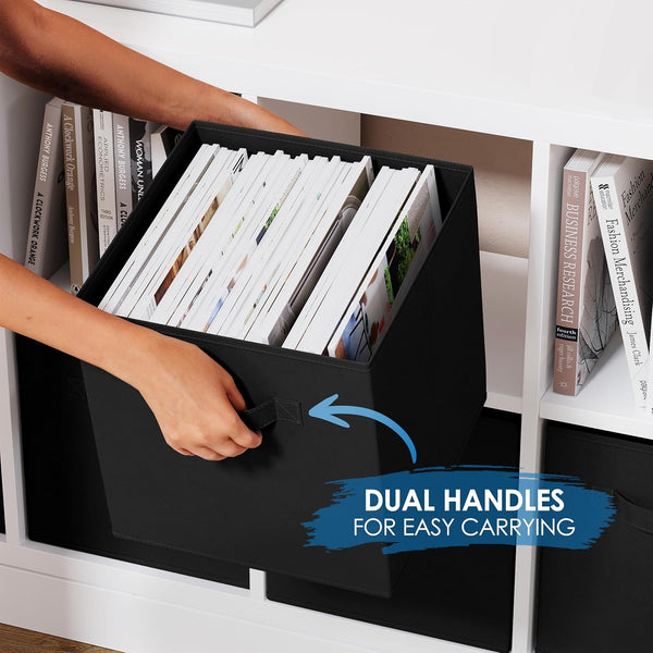 Storage Cubes Pack of 8 Standard Size Cube Storage Bins with Dual Handles