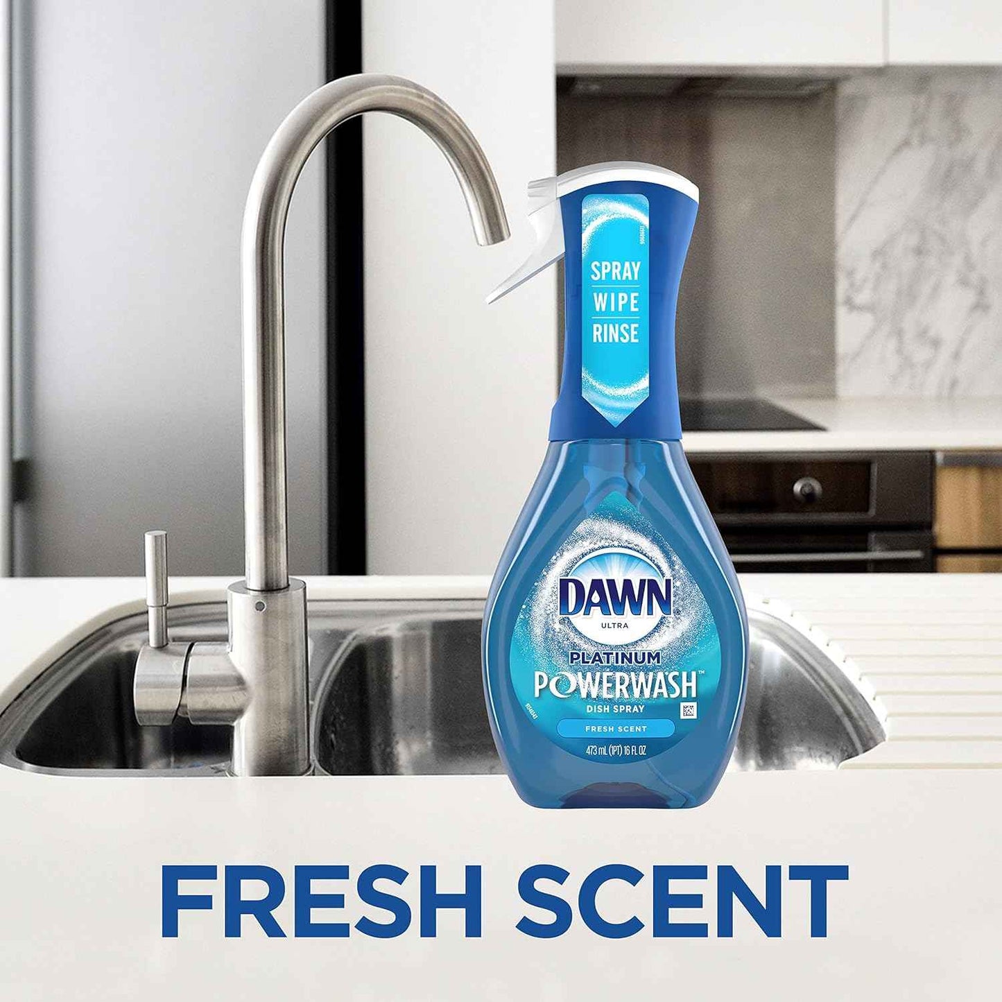 Dawn Platinum Powerwash Dish Spray, Dish Soap Liquid, Fresh Scent Bundle, 1 Spray (16oz) + 3 Refills (16oz each)(Pack of 4)