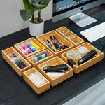 Bamboo Wood Drawer Organizer Set for Kitchen Bathroom Office
