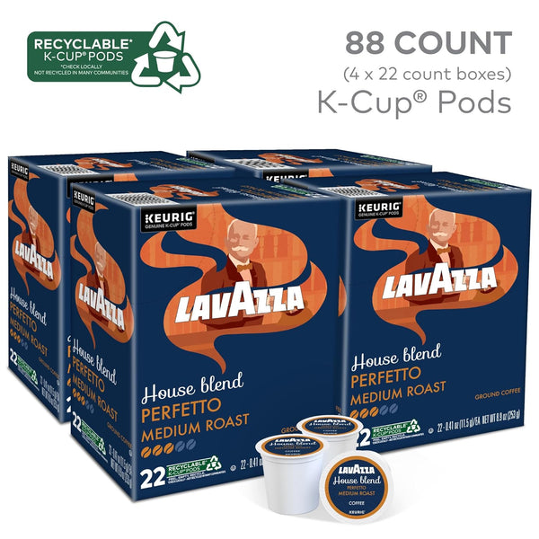 Lavazza House Blend Perfetto Single-Serve Keurig K-Cup Pods Medium Roast Coffee 88-Count Box