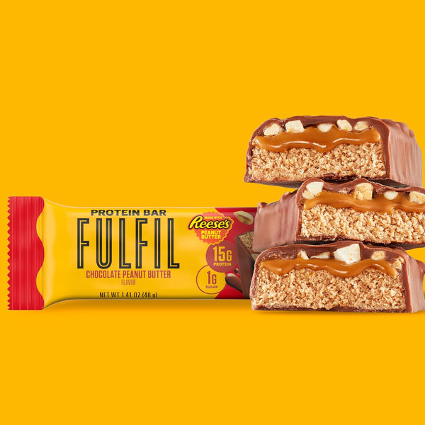 FULFIL Chocolate Peanut Butter Flavored Protein Bar, 12 Count, Gluten Free, 15g Protein