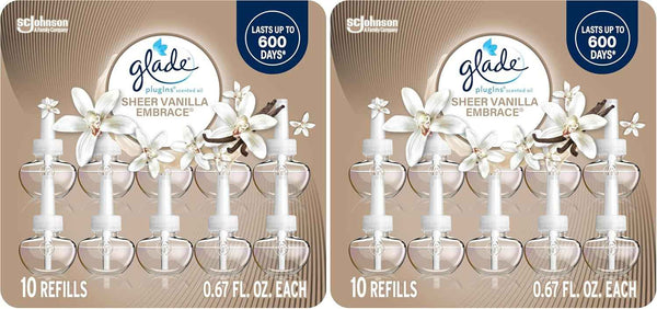 Glade PlugIns Refills Air Freshener, Scented and Essential Oils for Home and Bathroom, Hawaiian Breeze, 6.7 Fl Oz, 10 Count