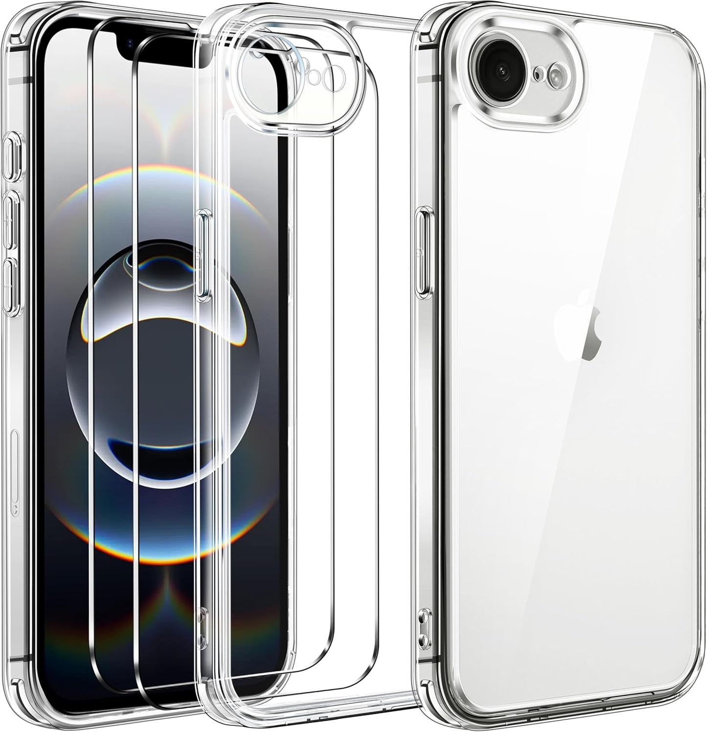 ivoler 3-in-1 Clear Case Designed for iPhone 17 Pro Max 6.9'' 2025 with 2 Pack Tempered Glass Screen Protector Full Camera Protection, Military Shockproof Hard Back Slim for 17 Pro Max Cover - Clear