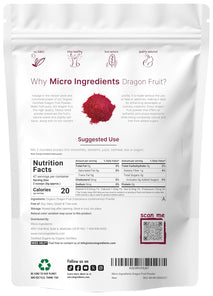 Organic Dragon Fruit Powder, 10oz, 100% Natural, Freeze-Dried, Non-GMO, Vegan Friendly
