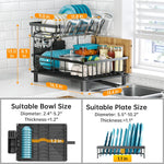 Compact 2 Tier Dish Drying Rack for Kitchen Counter