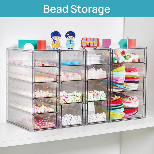 Clear Acrylic Organizer with 16 Drawers for Office Supplies and Desk Storage
