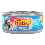 Purina Friskies Shreds with Ocean Whitefish and Tuna in Sauce Wet Cat Food - Pack of 24 - 5.5 oz cans