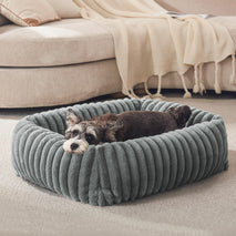 Furtime small dog bed with removable cover, orthopedic grey sleeping puppy bed with anti-slip bottom, 20x19x6 inches, S