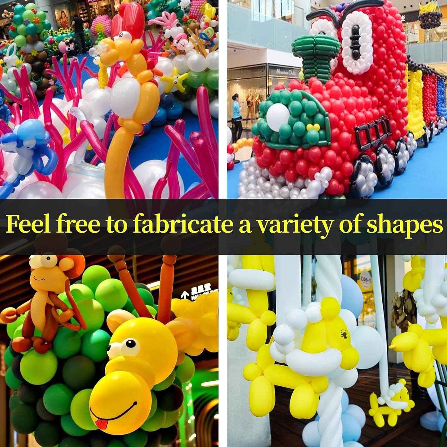 100Pcs 260 Balloons White Long Balloons for Balloon Garland Thickening Skinny Latex Twisting Balloon for Animals Modeling Christmas Birthday Wedding Party Decorations