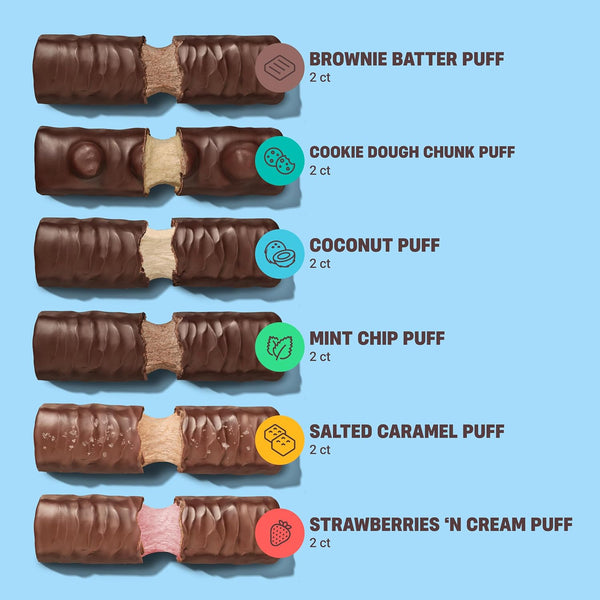 Built Bar, Collagen Puff Protein Bars Variety Pack, 12 Pack, On-the-go Snacks, Breakfast, Assorted Flavors