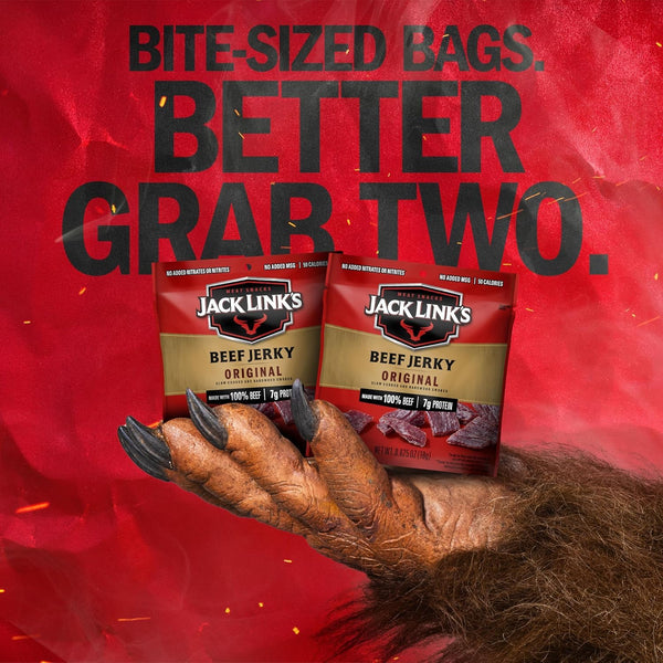 Jack Link's Beef Jerky Multipack, 20 Pack, 0.625 oz Bags, 100% Real Beef