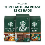 Starbucks Ground Coffee, Medium Roast, Variety Pack, Three 12 oz Bags