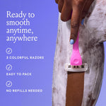 Billie 3-blade disposable razors for women - Malibu set, 3 razors, flexible head, aloe shave soap, matte rubber handle, travel ready