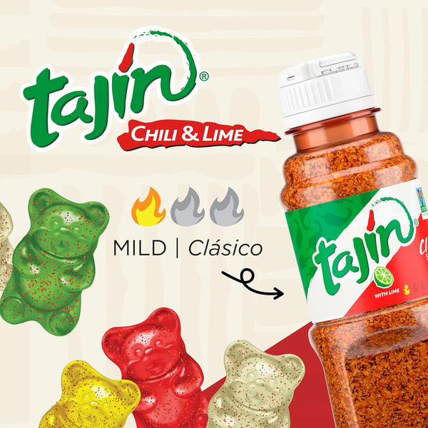 Snak Club Tajin Gummy Bears Assorted Fruit Candy Gummies 9 oz Resealable Bag