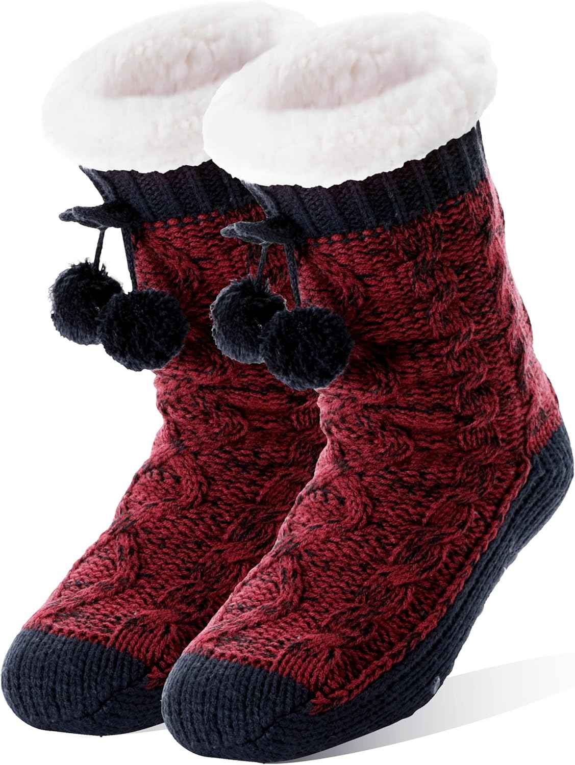 Womens Slipper Fuzzy Grips Socks Fluffy Winter Warm Thick Thermal Cozy Plush Non Slip Cabin Soft Fleece Socks | Warm, Cozy, Non Slip, Fluffy, Soft, Plush, Fleece, Thermal, Thick, Winter