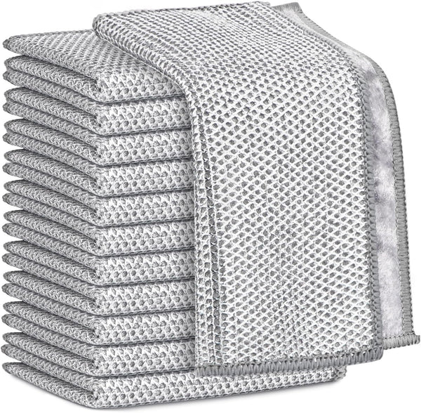 AIDEA Non Scratch Wire Dishcloth 24PK, Wire Dishwashing Rag for Wet and Dry, Dish Cloths for Washing Dishes, Cleaning Pads Steel Scrubber for Cookware, Sinks, Dishes, Stove Tops, 7"×8"