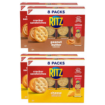 ritz peanut butter and cheese sandwich crackers variety pack, 32 snack packs, 6 crackers per pack
