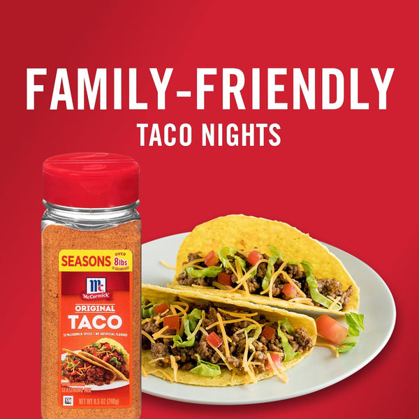 McCormick Original Taco Seasoning Mix, 8.5 oz, No Artificial Flavors, Classic Flavor, Family Favorite, Mild Heat
