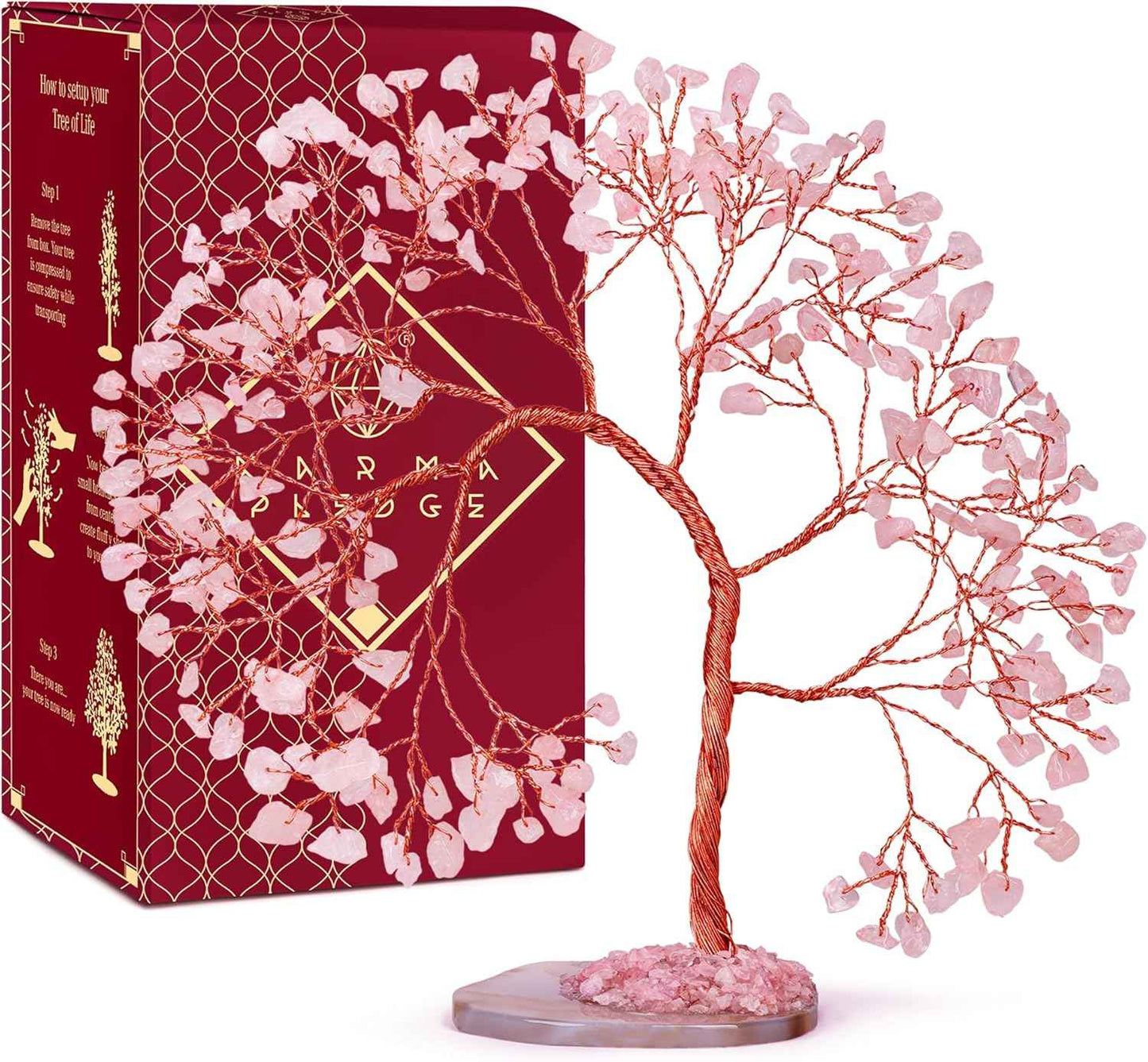 Crystal Tree of Life 7 Chakra Healing Crystals Trees for Home Decor, Office Desk Decor, Boho Decor, Handmade Bonsai Trees for Positive Energy, Money, Good Luck Birthday Gifts for Women, Mom