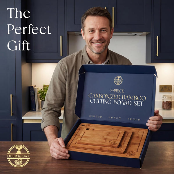 Carbonized Bamboo 3-Piece Cutting Board Set for Kitchen