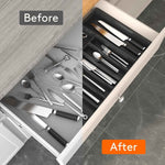 Lifewit Large Silverware Drawer Organizer, Expandable Utensil Tray for Kitchen, BPA Free Flatware and Cutlery Holder, Adjustable Plastic Storage for Spoons Forks Knives, Large, Black