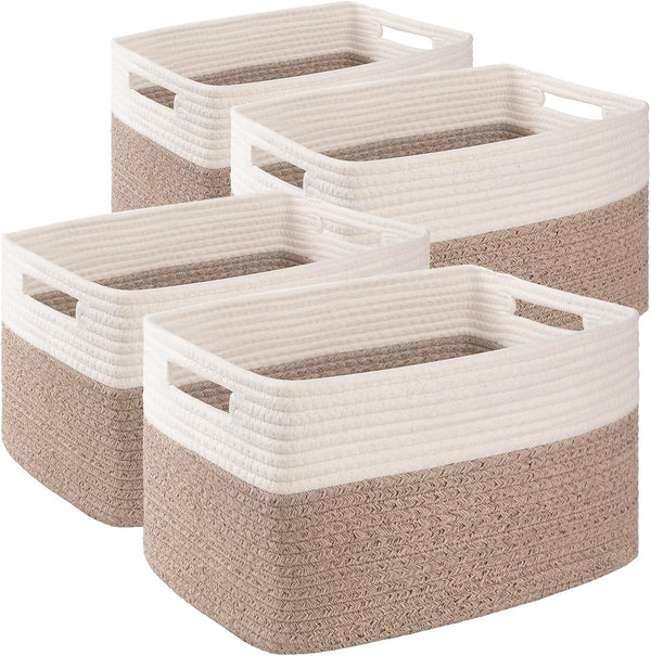 4 pack storage baskets for organizing, woven baskets for shelves, durable gift basket bins toy storage