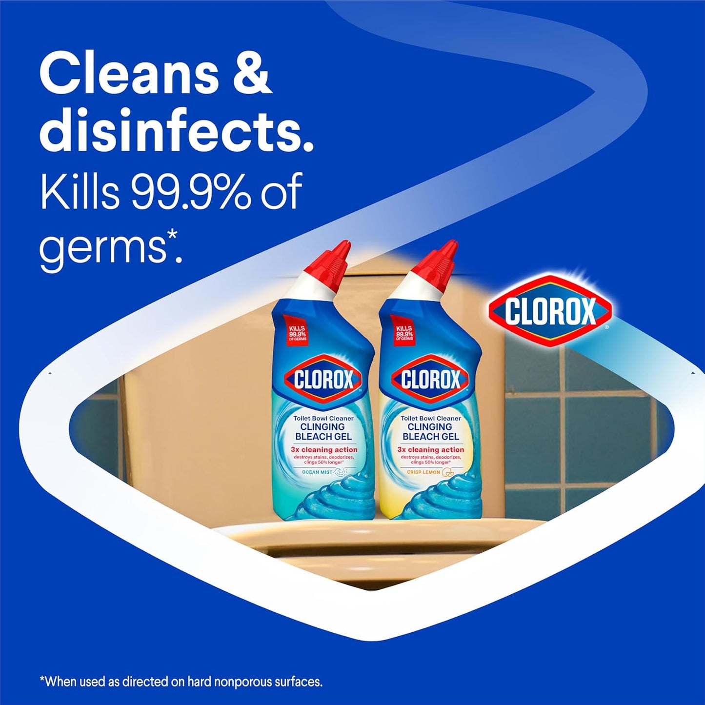 CLOROX Toilet Bowl Cleaner Clinging Bleach Gel, Ocean Mist, 24 Fl Oz, Pack of 2 (Package May Vary) - Rayz Mart