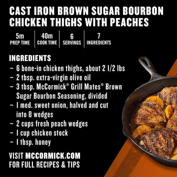McCormick Grill Mates Brown Sugar Bourbon Seasoning, 9.75oz, sweet and spicy blend for pork, seafood and steak