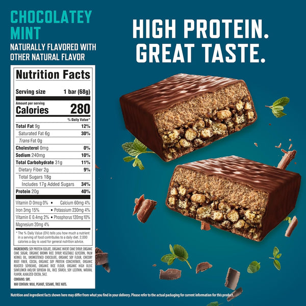 CLIF BUILDERS Chocolatey Mint Plant Based Protein Bars 20g Protein 12 Pack