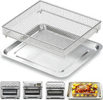 Air Fryer Tray Replacement for Cuisinart TOA-60 TOA-65 TOA-70 Convection Toaster Oven Tray Replacement, 12.4"x11" Steel Baking Pan and Wire Rack Mesh Basket Accessories Parts, NonStick/Dishwasher Safe