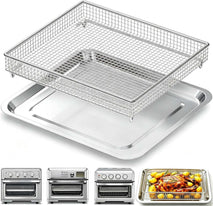 Air Fryer Tray Replacement for Cuisinart TOA-60 TOA-65 TOA-70 Convection Toaster Oven Tray Replacement, 12.4"x11" Steel Baking Pan and Wire Rack Mesh Basket Accessories Parts, NonStick/Dishwasher Safe