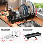 SanDream Small Dish Drying Rack with Removable Utensil Holder & Anti-Scratch Base