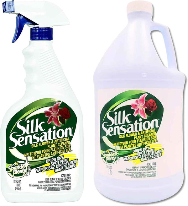 Sparkle Plenty Silk Sensation Artificial Flower & Plant Leaf Cleaner and Shine - Fake Flower Dusting Spray - Silk Plant Cleaner Spray No Wipe - Drip Dry Cleaning Supplies for Artificial Tree (32oz)