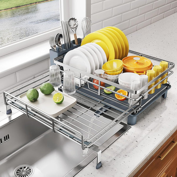 SNTD Extendable Dish Drying Rack for Kitchen Counter