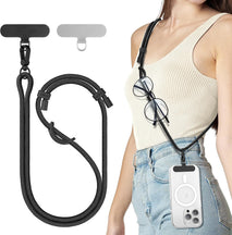 SURPHY Phone Lanyard, Adjustable Phone Strap Crossbody with 2 Pack Cell Phone Tether Tab, Premium Metal Buckles, Skin-Friendly, Universal Cell Phone Lanyard Crossbody for Women and Men, Black