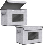 Univivi Fabric Foldable Storage Boxes [4-Pack] Large Collapsible Stackable Storage Bins with Lids, Closet Organizers and Storage Cube Basket for Home, Office, Bedroom (Gray, 17“ x 12” x 12")