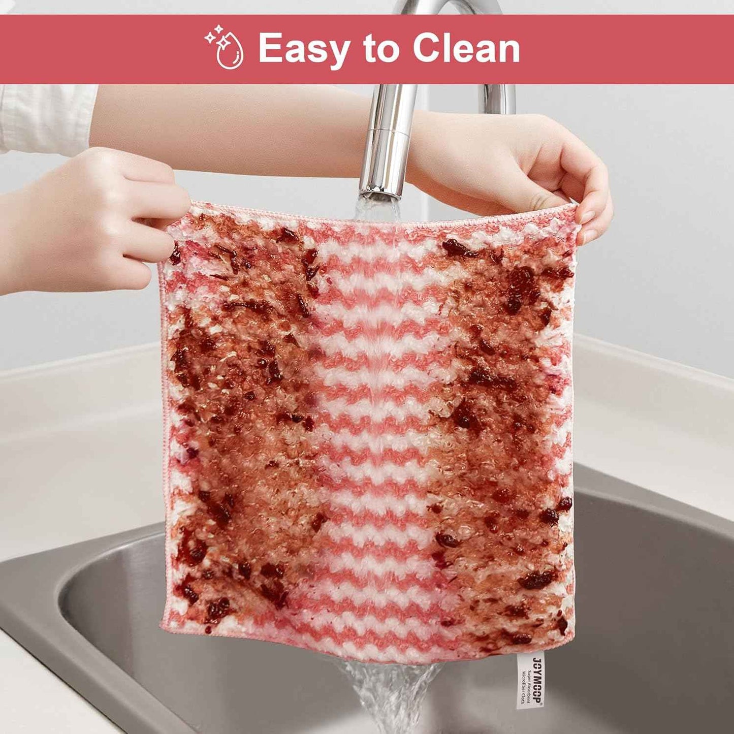 JOYMOOP 18 Pack Microfiber Cleaning Cloth, Kitchen Towels for Dish Drying Washing, Absorbent Streak Free Lint Free Rags for Cleaning, Reusable and Washable Towels - 10" x 10"