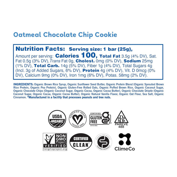Gomacro Organic Kids Oatmeal Chocolate Chip Cookie Bars 7 Count 6.3 Ounce