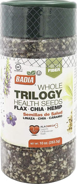 Badia Trilogy Health Seed Blend, Gluten-Free, High Fiber, Omega-3, 21 oz, Flax, Chia, Hemp Seeds