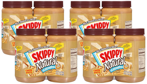 SKIPPY Natural Peanut Butter Creamy Twin Pack, 40 Ounces, Pack of 2 - Gluten-Free, Kosher Certified