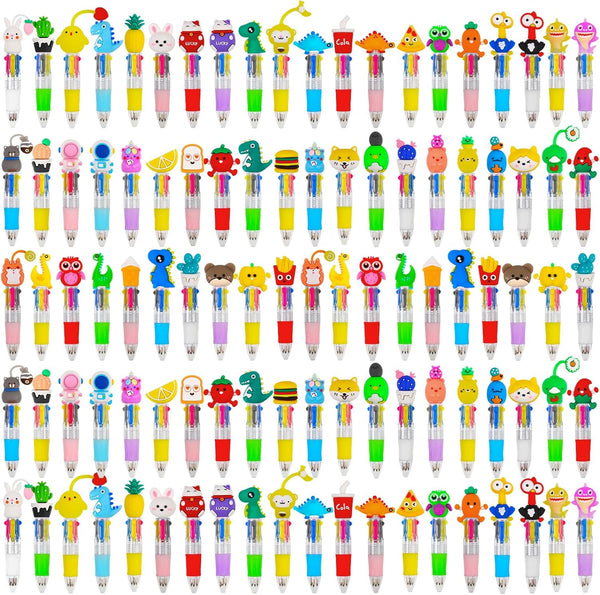 cZWZ 20Pcs Mini Multicolor Pens 4-in-1 Cute Ballpoint Pens for Kids Birthday Party Favors Gifts Teacher Supplies