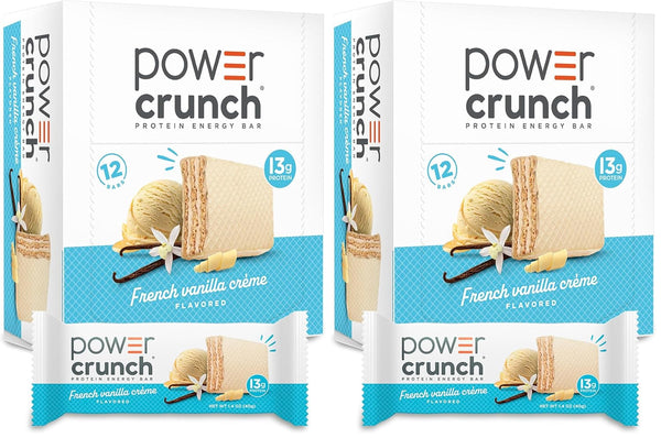 Power Crunch Protein Energy Wafer Bars, French Vanilla Creme, 1.4 Ounce, 12 Count