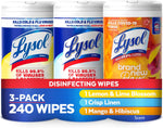 LYSOL Disinfecting Wipes, All Purpose Cleaner, Multi-Surface Antibacterial Cleaning Wipes, Household Cleaning Supplies, Dorm Essentials, Lemon + Crisp Linen + Mango & Hibiscus Scent, 80 ct. (3 Pack)
