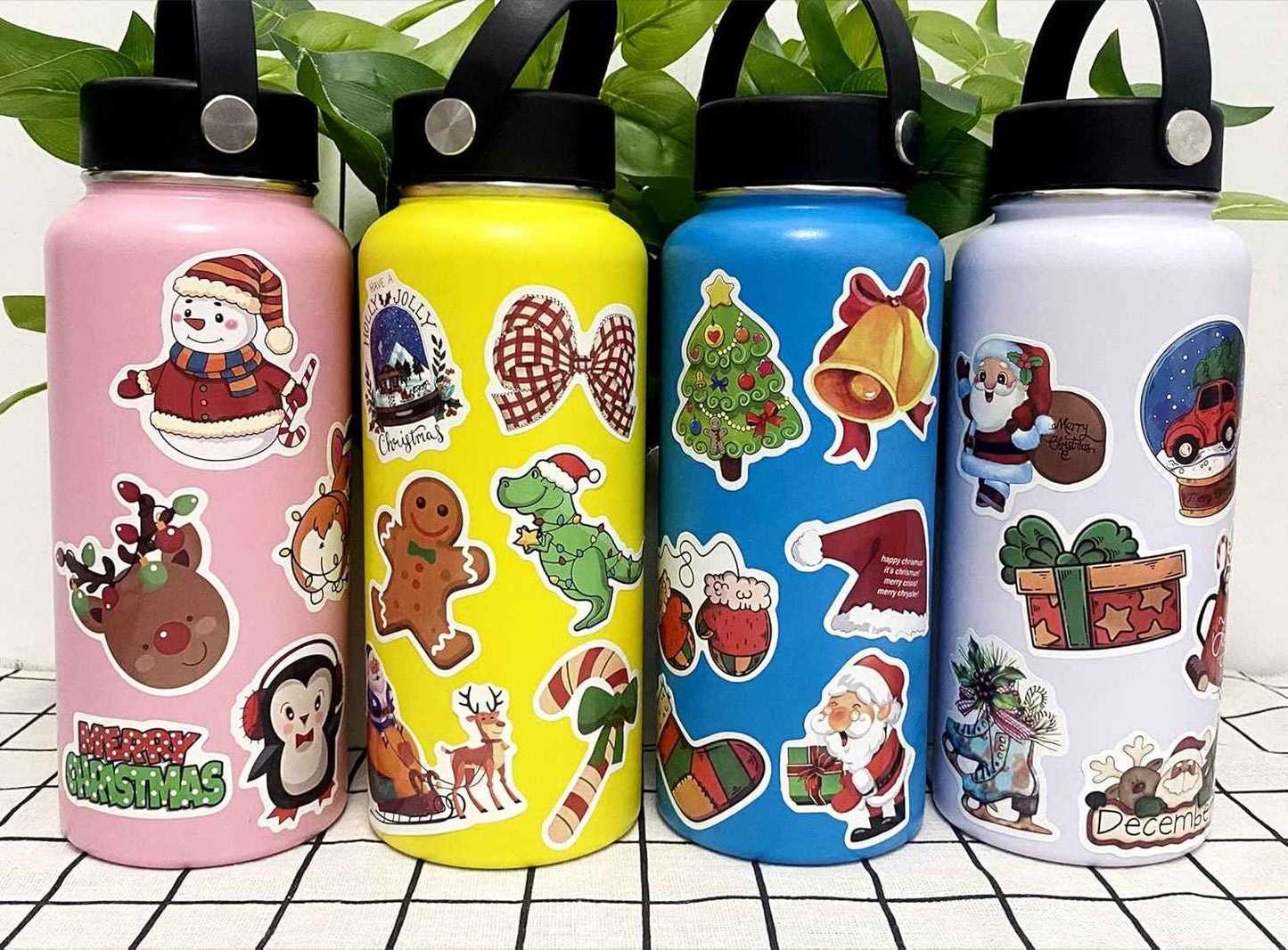 AOWDIAO 200 Pcs Cute Christmas Vinyl Stickers for Water Bottles, Scrapbooking & Crafts – Fun Holiday Party Favors, Xmas Gifts for Kids & Adults