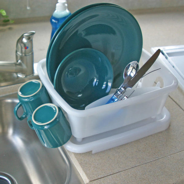 Compact RV Dish Drainer with Sloped Drain Tray Design for Small Spaces