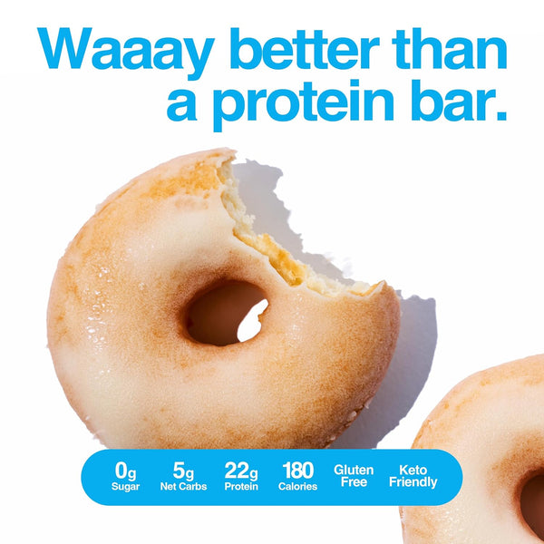 Glazed Vanilla Protein Donuts with 22g Protein, Zero Sugar, Gluten Conscious, Low Carb, Keto Suitable, 8 Pack